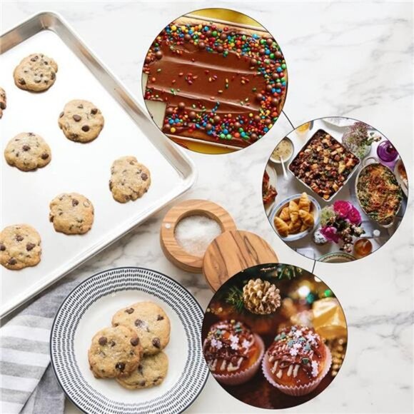 Set of 2, 16 inch Cookie Sheets, Rectangle Size 16L x 12W x 1H inch - Picture 3 of 7